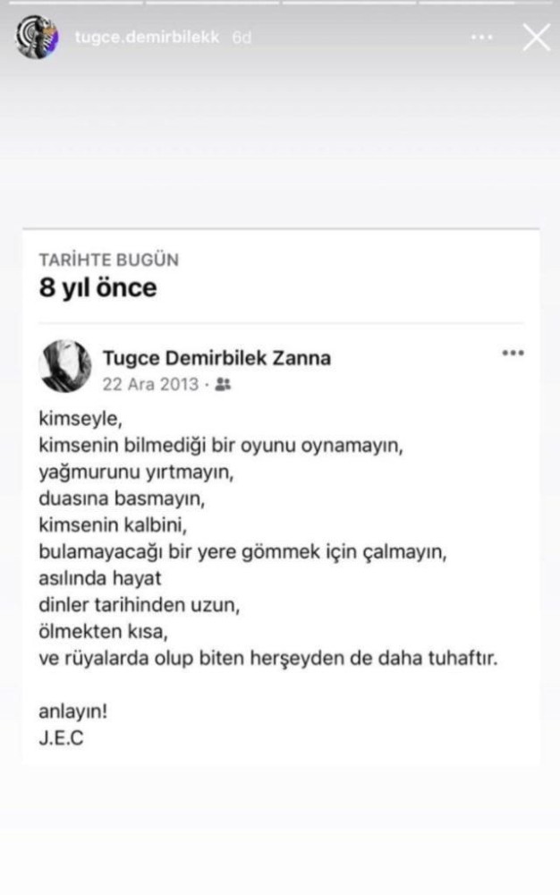 tugce demirbilek ten bosanma sonrasi danilo zanna ya imali paylasim